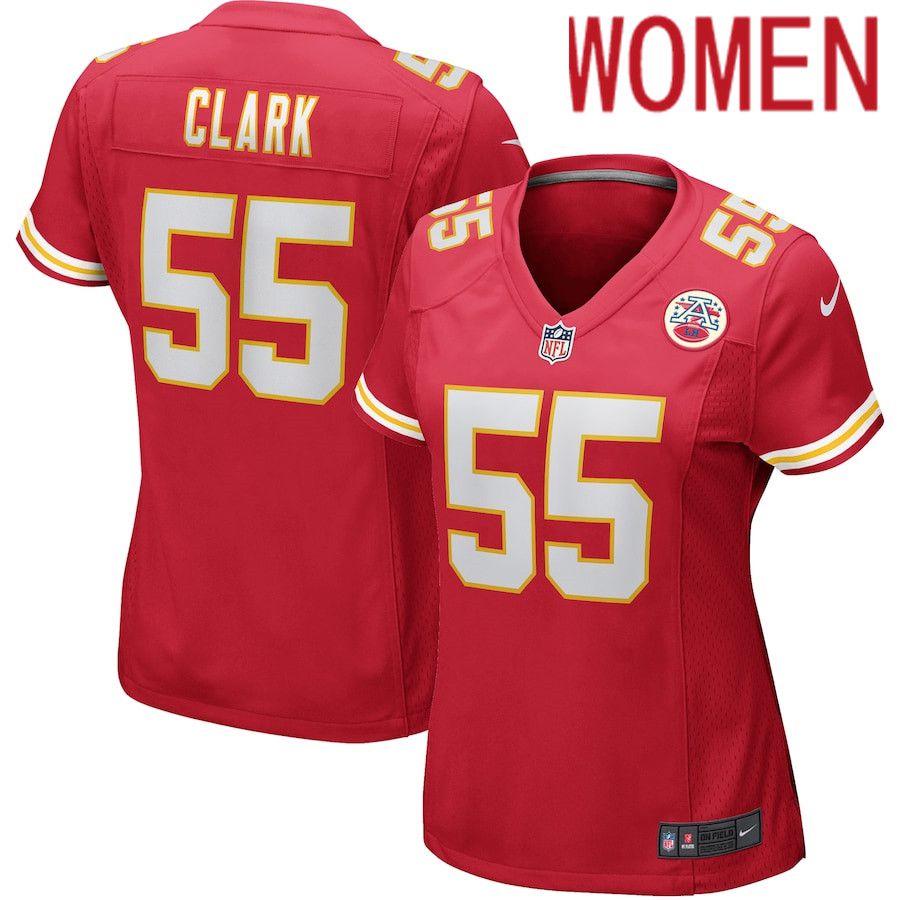 Women Kansas City Chiefs #55 Frank Clark Red Nike Game NFL Jersey->women nfl jersey->Women Jersey